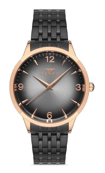 Ferro F11932A-R Takvimli 44 mm Siyah Metal Kordon Analog Kol Saati