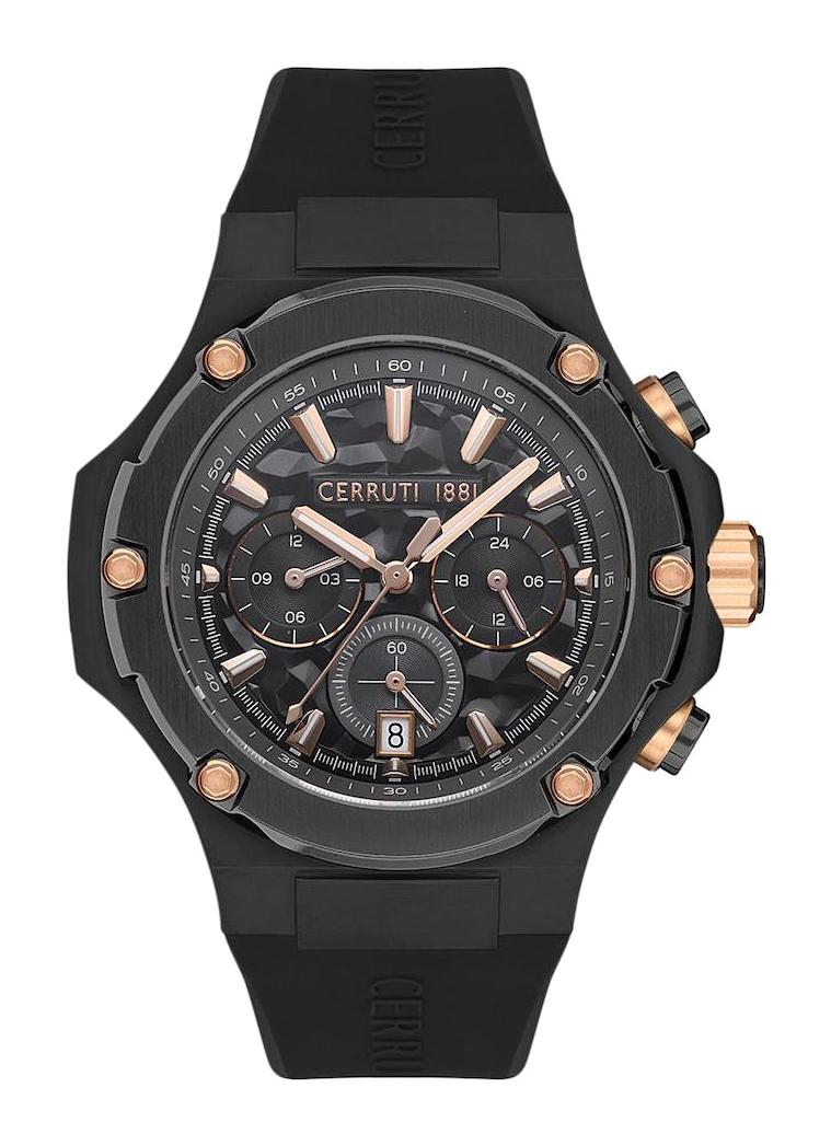 Cerruti 1881 CIWGQ2224302 Takvimli 44 mm Si̇yah Silikon Kordon Analog Erkek Kol Saati