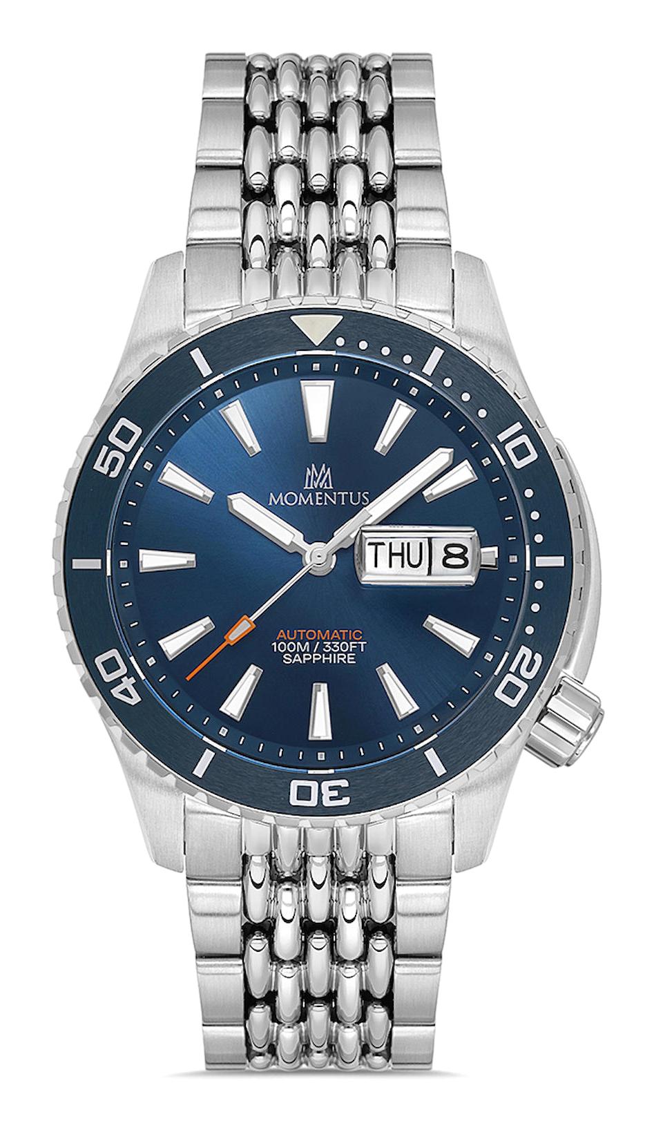 Momentus TM351T-11SS Takvimli 43 mm Çelik Kordon Analog Erkek Kol Saati
