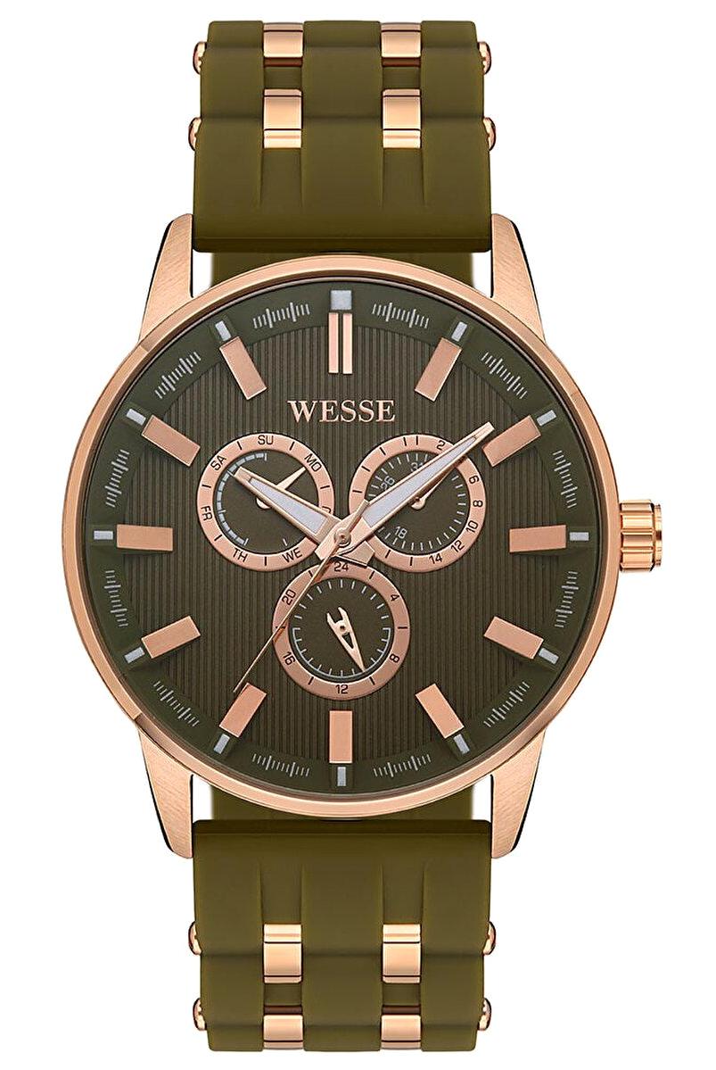 Wesse WWG206705 Pusulalı Takvimli 45 mm Yeşil Silikon Kordon Analog Erkek Kol Saati