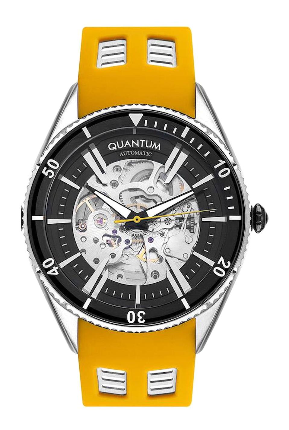 Quantum QMG1029.654 45 mm Sarı Silikon Kordon Analog Erkek Kol Saati