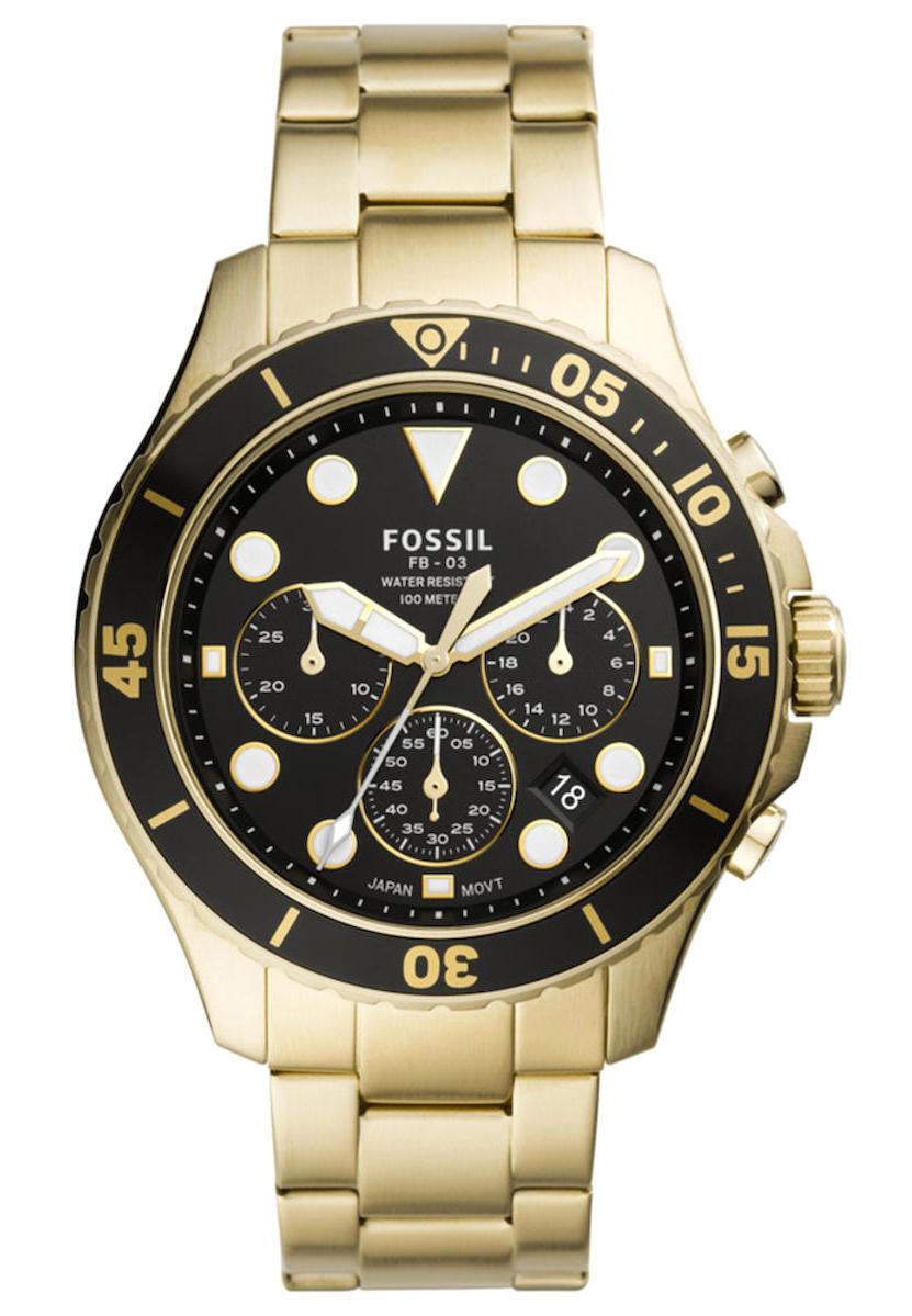 Fossil FS5727 Takvimli 46 mm Altın Çelik Kordon Analog Kol Saati