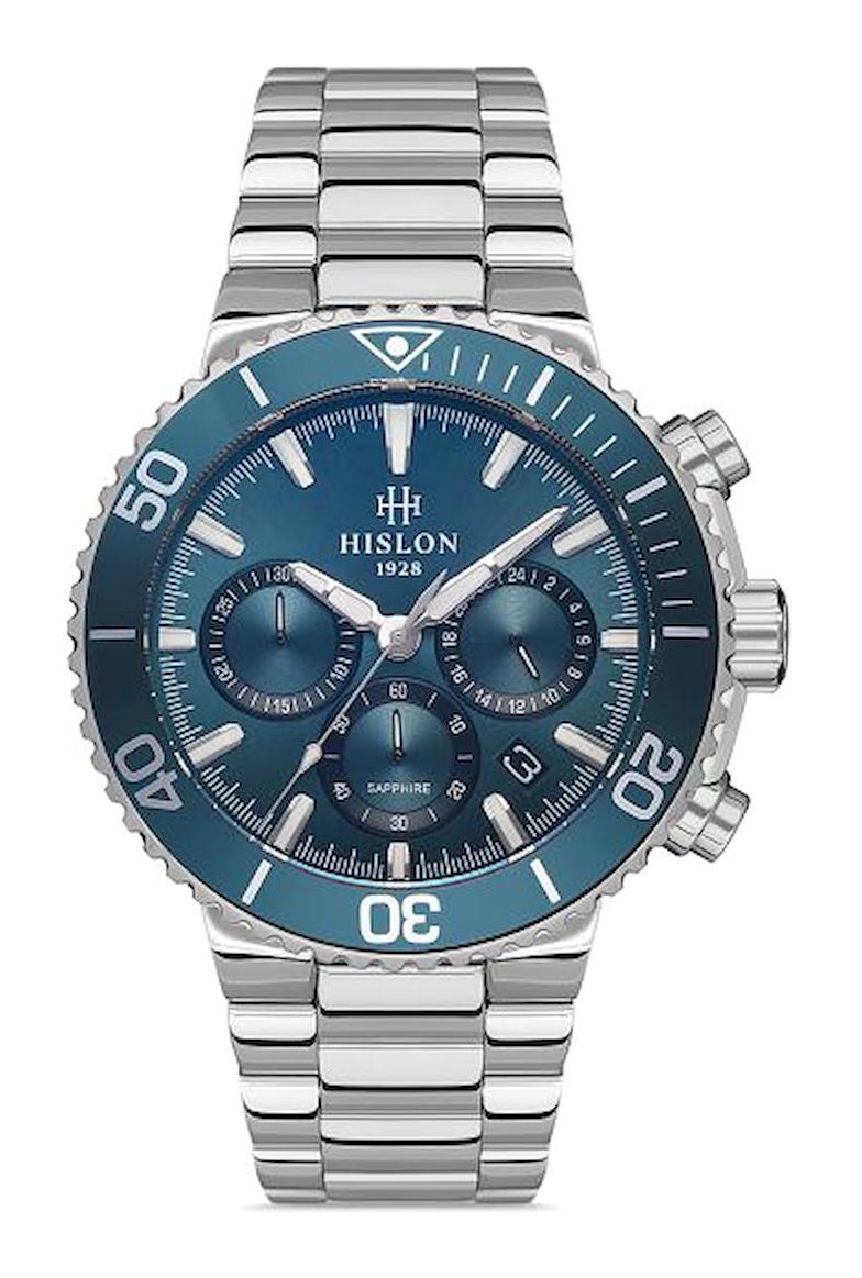 Hislon MS147T-11SS Pusulalı Takvimli 44 mm Çelik Kordon Analog Erkek Kol Saati