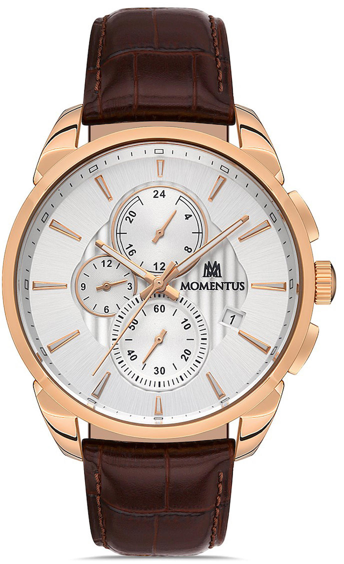 Momentus CC206R-02KR Takvimli 45 mm Kahverengi Deri Kordon Analog Kol Saati