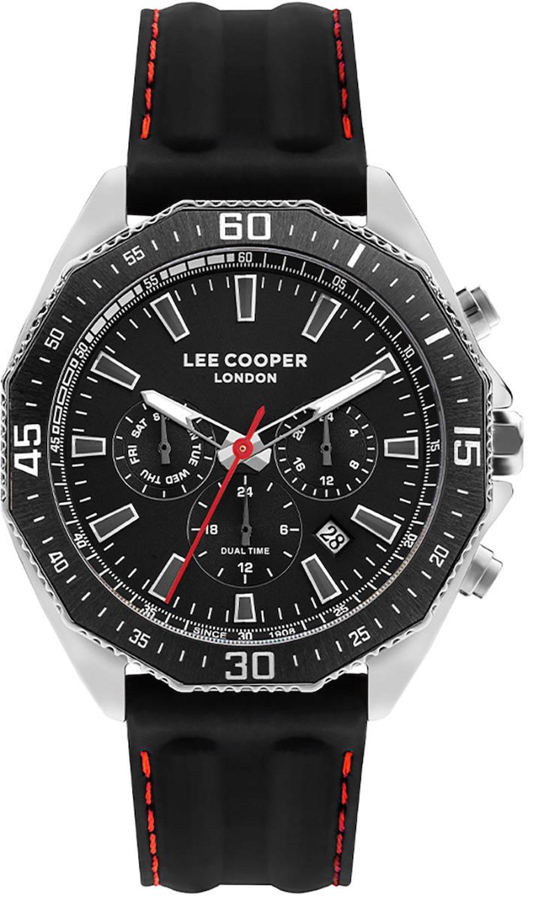 Lee Cooper LC07848.351 Takvimli 45 mm Siyah Silikon Kordon Analog Erkek Kol Saati