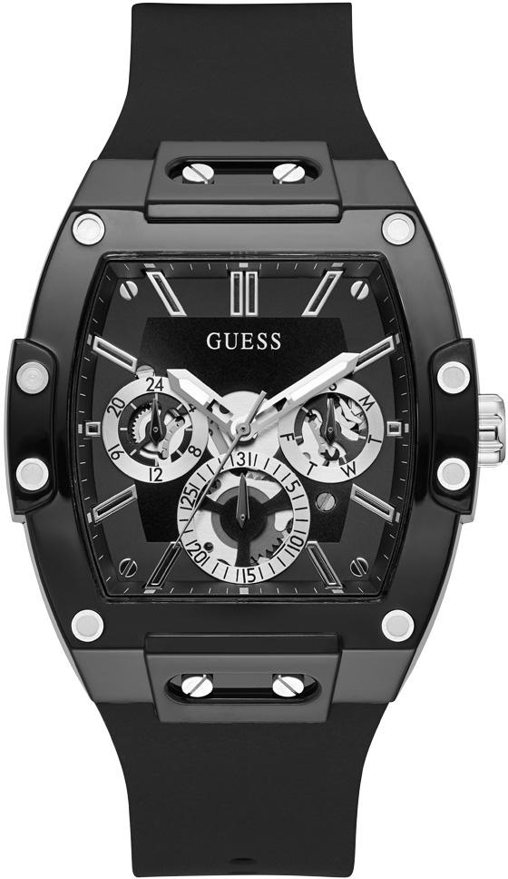 Guess GUGW0203G3 Pusulalı Takvimli 43 mm Siyah Silikon Kordon Analog Erkek Kol Saati