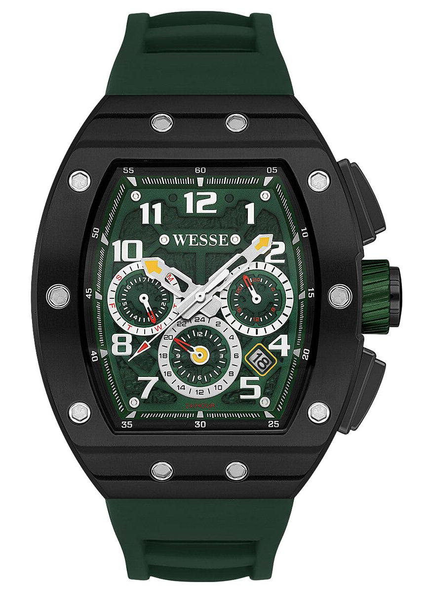 Wesse WWG402502 Pusulalı Takvimli 43 mm Yeşil Silikon Kordon Analog Erkek Kol Saati