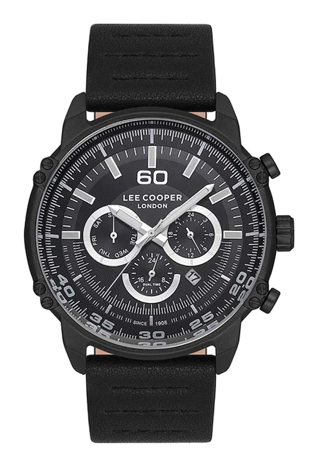 Lee Cooper LC06506.661-NL Takvimli Siyah Çelik Kordon Analog Erkek Kol Saati
