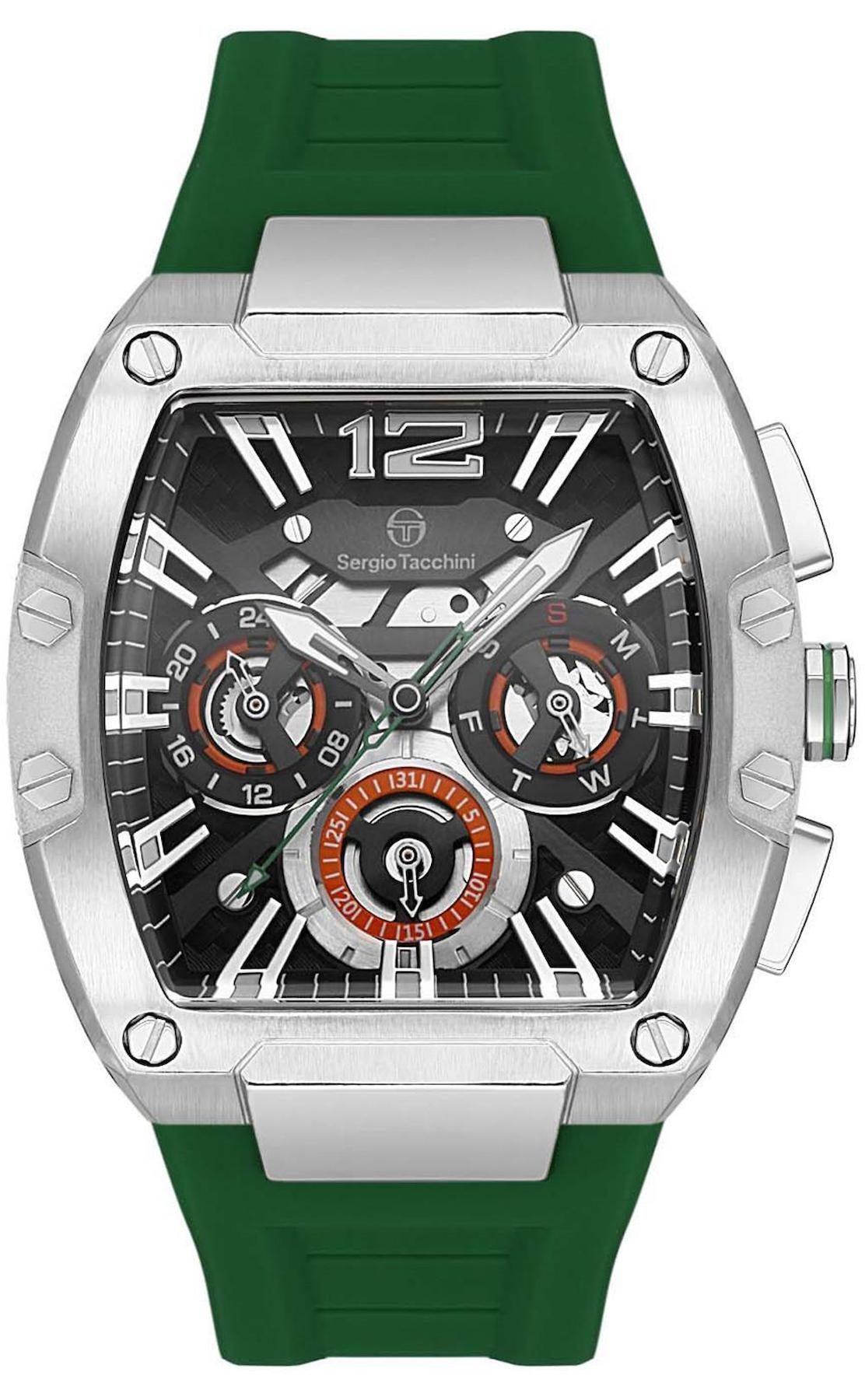 Sergio Tacchini ST.3.10003.3 Takvimli Yeşil Silikon Kordon Analog Erkek Kol Saati