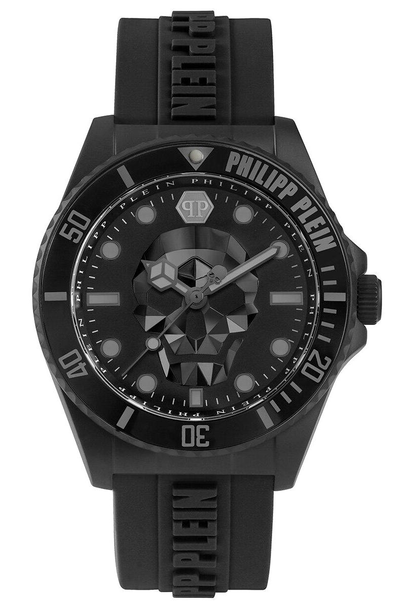 Philipp Plein PWOAA0422 Takvimli 44 mm Siyah Silikon Kordon Analog Erkek Kol Saati
