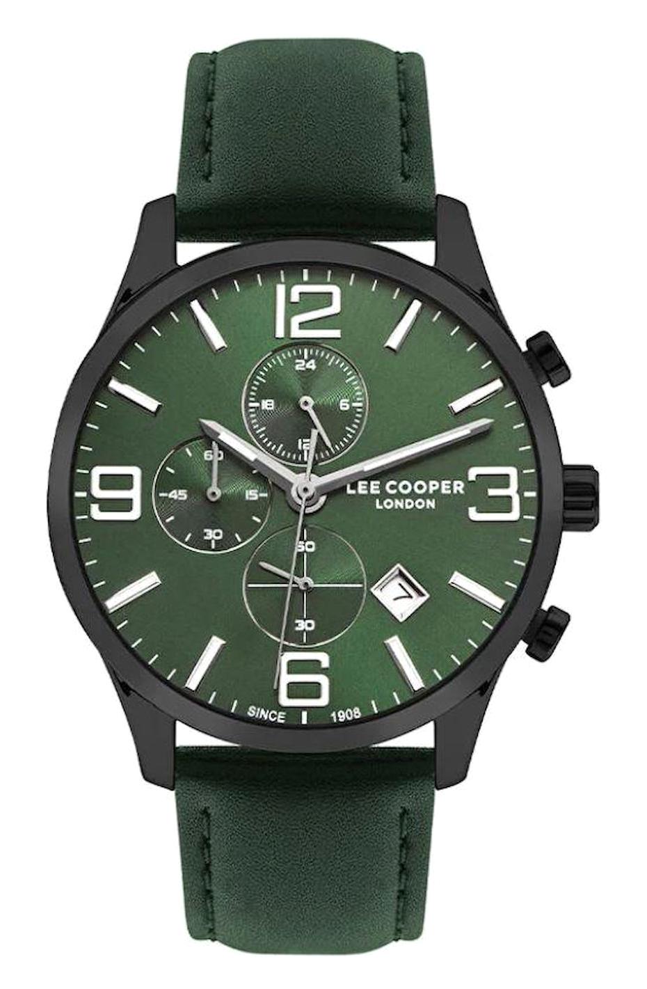 Lee Cooper LC07713.677-NM Takvimli Yeşil Deri Kordon Analog Erkek Kol Saati