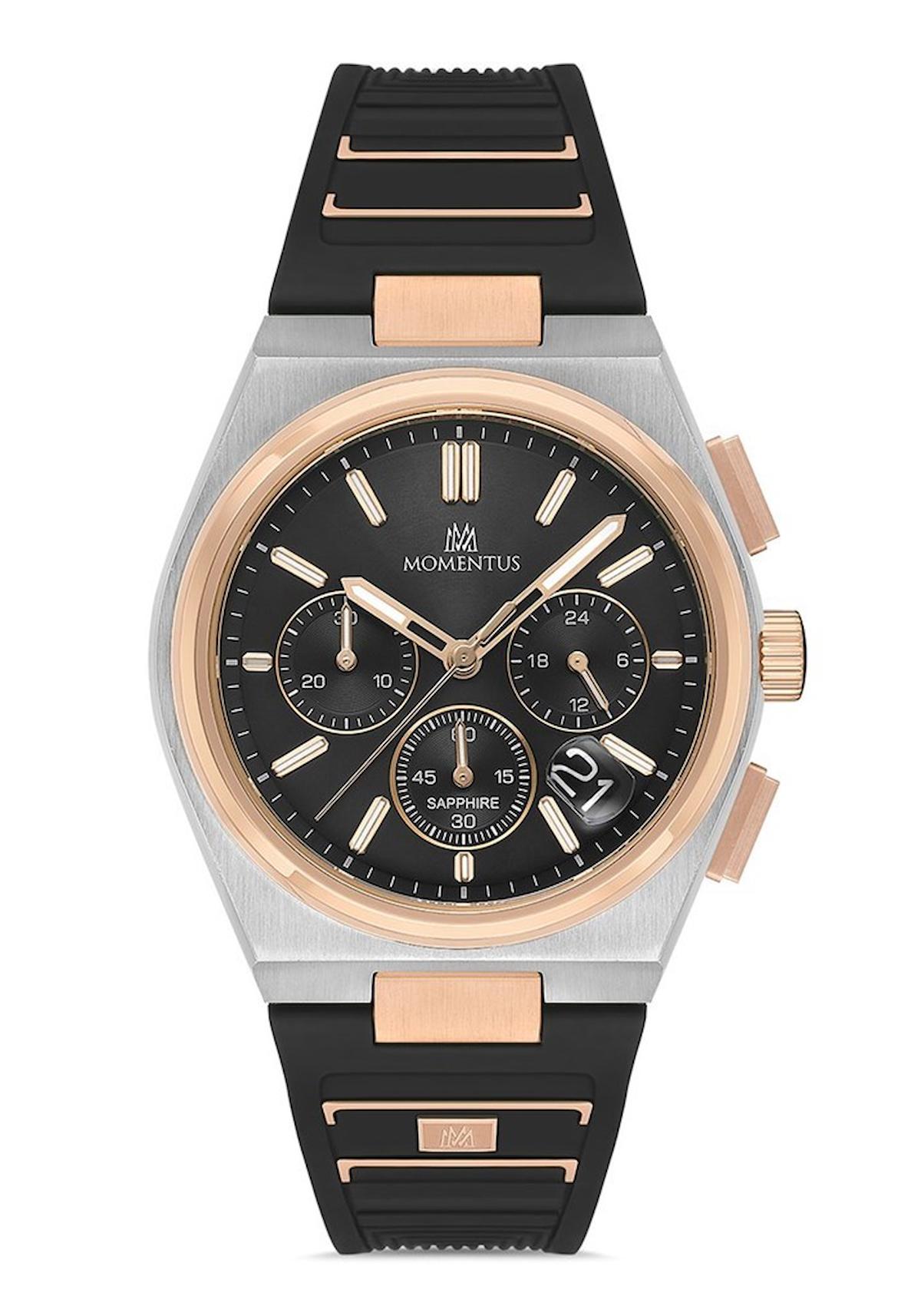 Momentus TM345T-04BR Takvimli 43 mm Siyah Plastik Kordon Analog Erkek Kol Saati