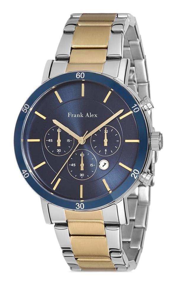 Frank Alex FA.13634M.04 Takvimli 42 mm Altın-Çelik Kordon Analog Erkek Kol Saati