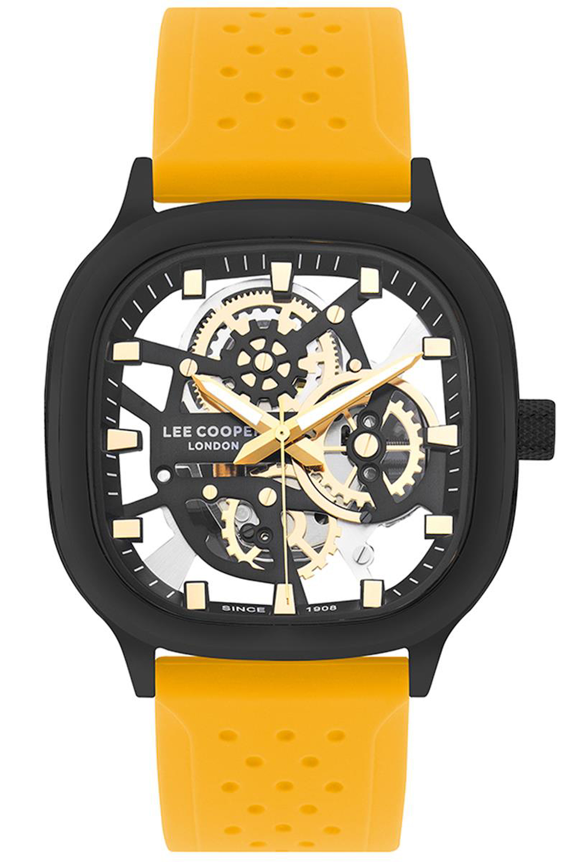 Lee Cooper LC07973.357 Takvimli Sarı Silikon Kordon Analog Erkek Kol Saati
