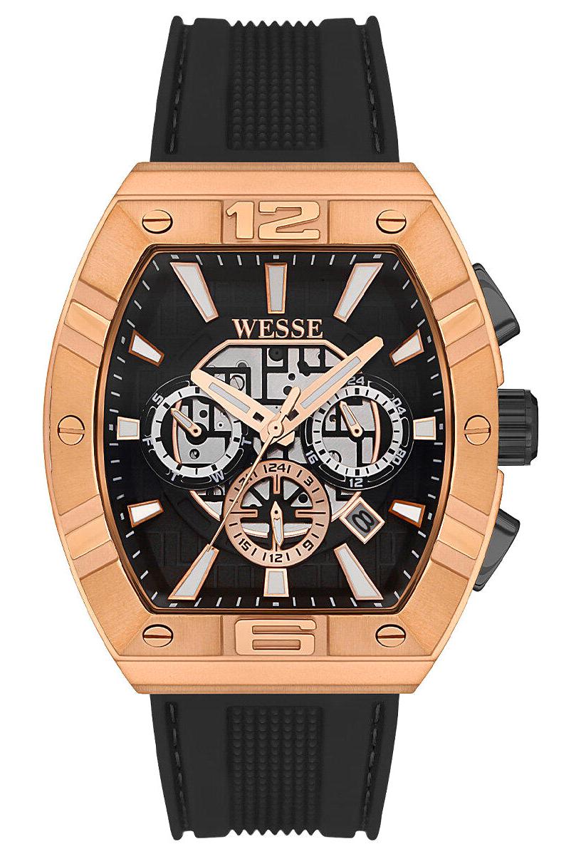 Wesse WWG402203 Pusulalı Takvimli 41 mm Siyah Silikon Kordon Analog Erkek Kol Saati