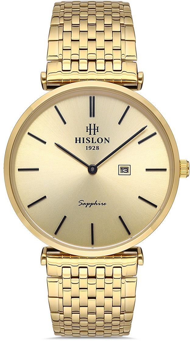 Hislon CL119G-08SG Takvimli 38 mm Altın Çelik Kordon Analog Erkek Kol Saati