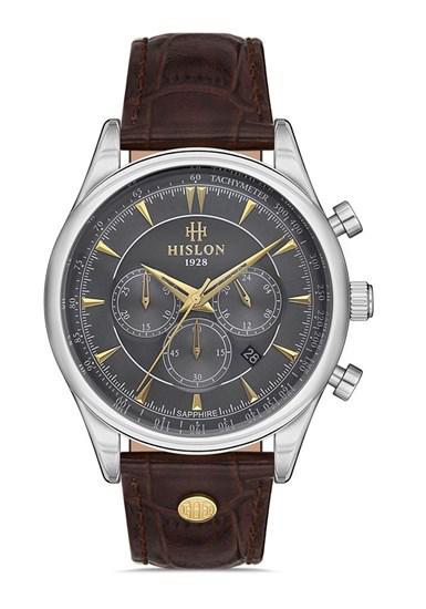 Hislon MS101S-05KS Pusulalı Takvimli Kahverengi Çelik Kordon Analog Kol Saati