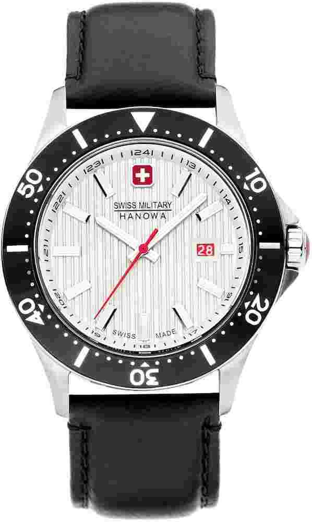 Swiss Military SMWGB2100605 Takvimli 44 mm Siyah Deri Kordon Analog Kol Saati