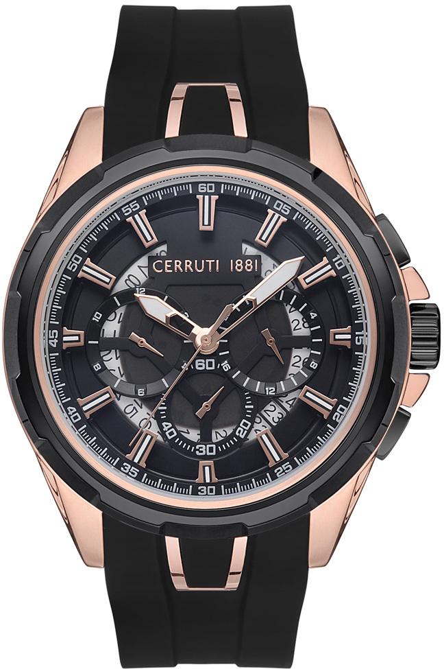 Cerruti 1881 CRA31202 Takvimli Siyah Silikon Kordon Analog Erkek Kol Saati