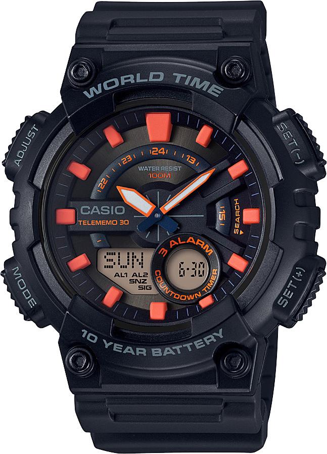 Casio AEQ-110W-1A2VDF Takvimli 46.6 mm Siyah Silikon Kordon Analog Erkek Kol Saati