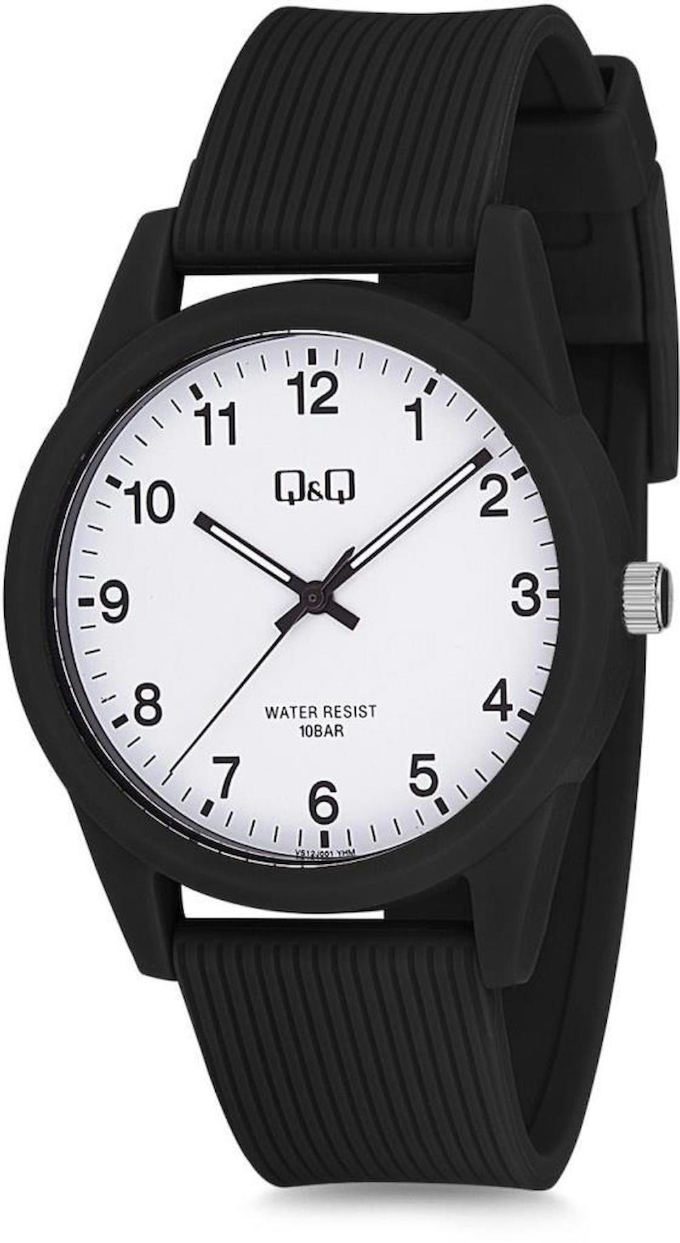 Q&Q VS12J001Y 39 mm Siyah Silikon Kordon Analog Erkek Kol Saati