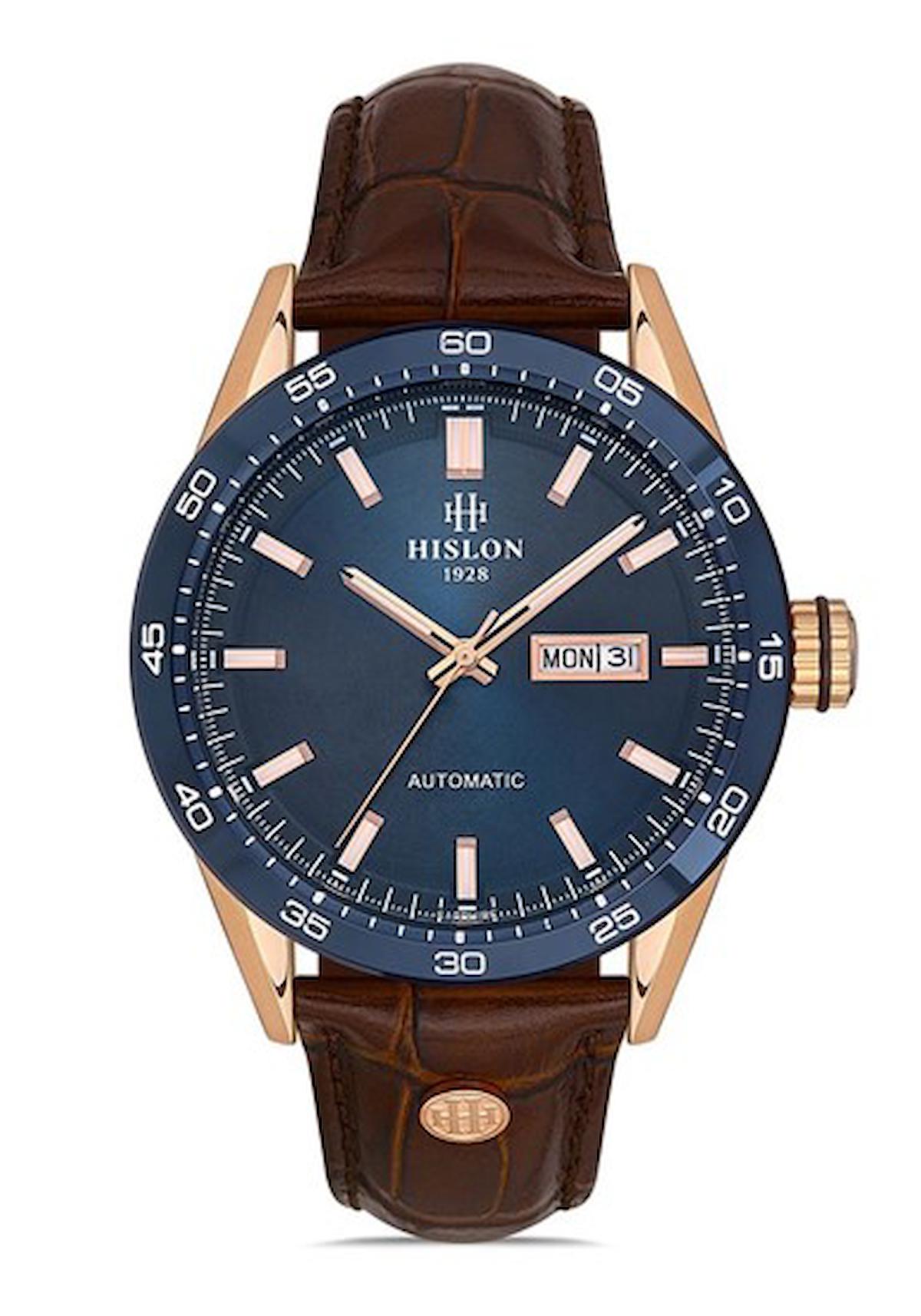Hislon SD107T-11KR Takvimli 44 mm Kahverengi Deri Kordon Analog Erkek Kol Saati
