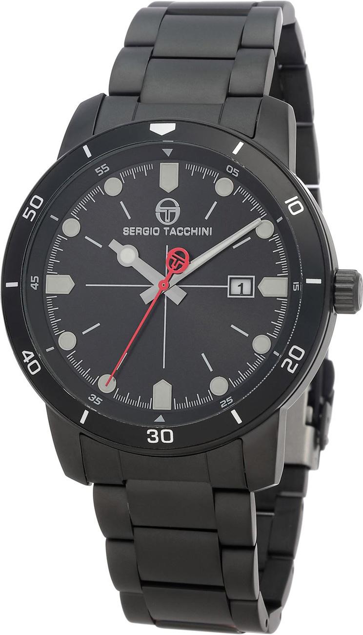Sergio Tacchini ST.1.10066.4 Takvimli 42 mm Siyah Çelik Kordon Analog Kol Saati