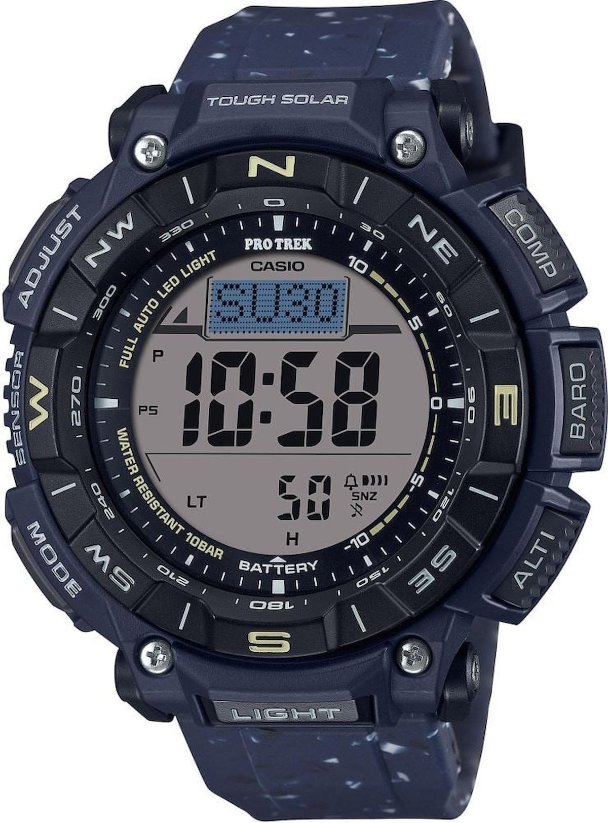 Casio PRG-340SC-2DR Pusulalı Takvimli 51.7 mm Lacivert Silikon Kordon Analog Erkek Kol Saati