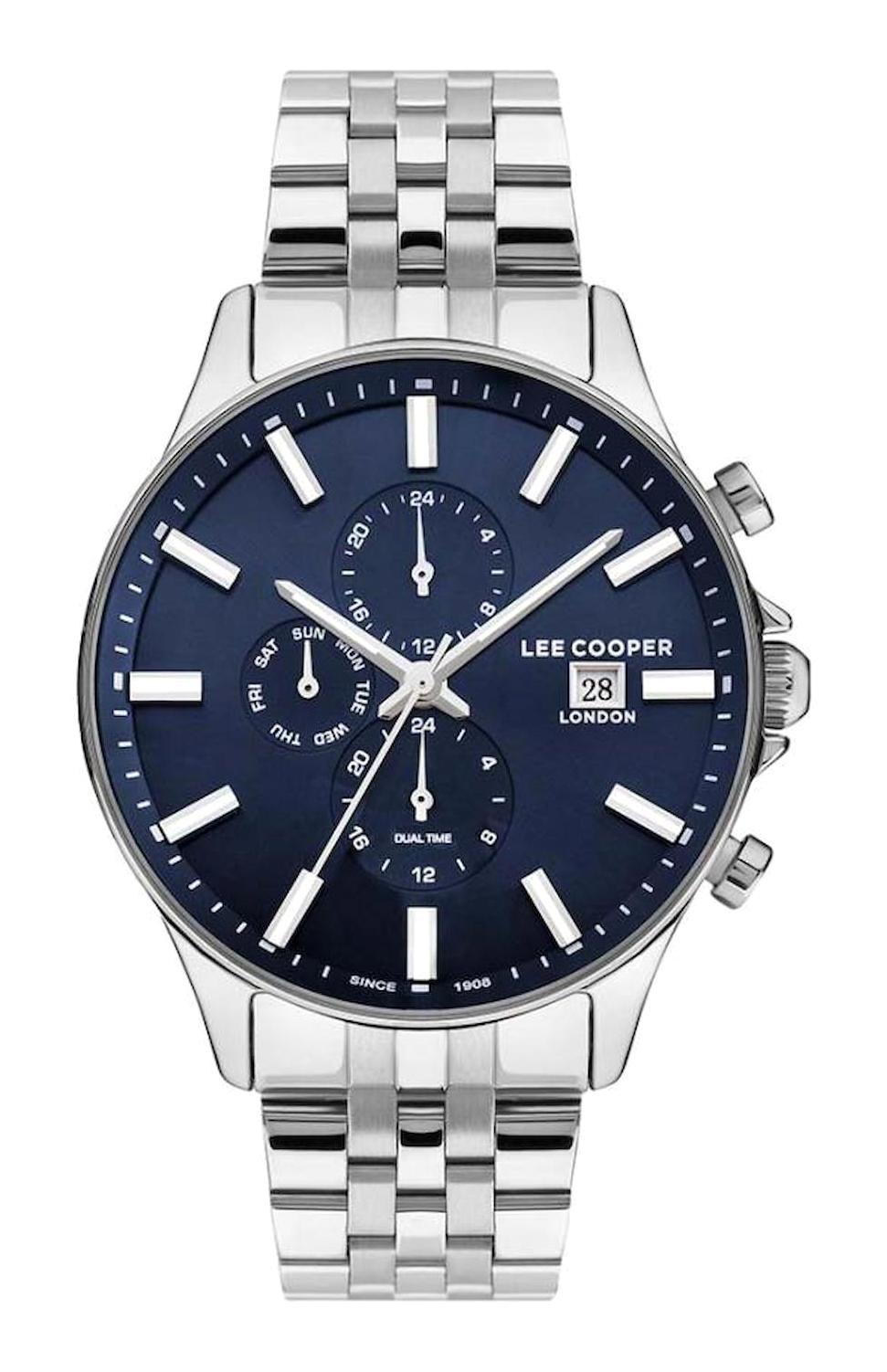 Lee Cooper LC07380.390-NM Takvimli 44 mm Çelik Kordon Analog Erkek Kol Saati