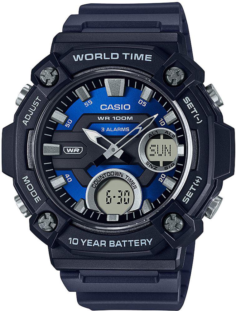 Casio AEQ-120W-2AVDF Takvimli 52.2 mm Lacivert Silikon Kordon Analog Kol Saati