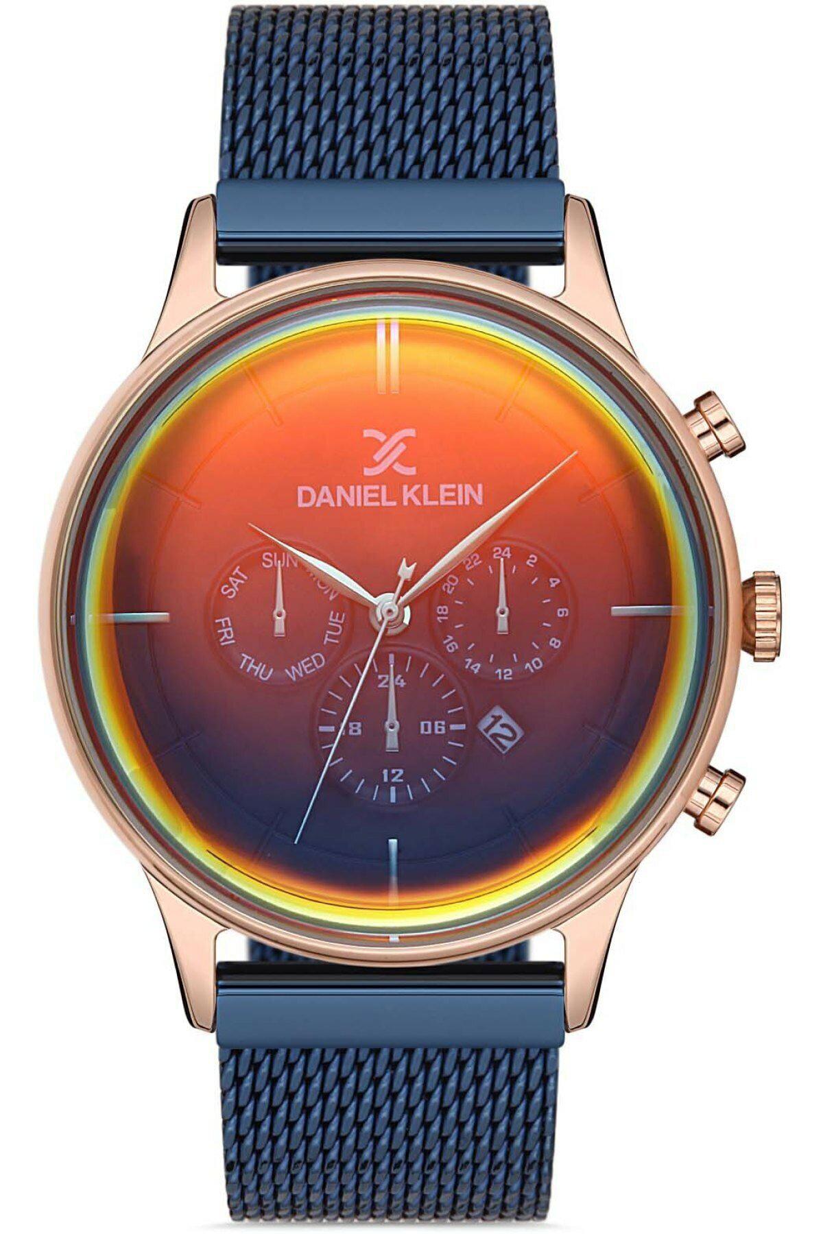 Daniel Klein DK013435D-03 Takvimli 43 mm Lacivert Hasır Kordon Analog Erkek Kol Saati