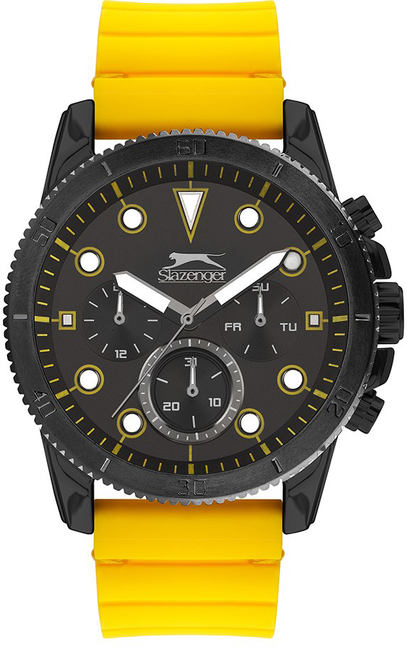 Slazenger SL.09.2012.2.03 Takvimli 46-50 mm Sarı Silikon Kordon Analog Erkek Kol Saati