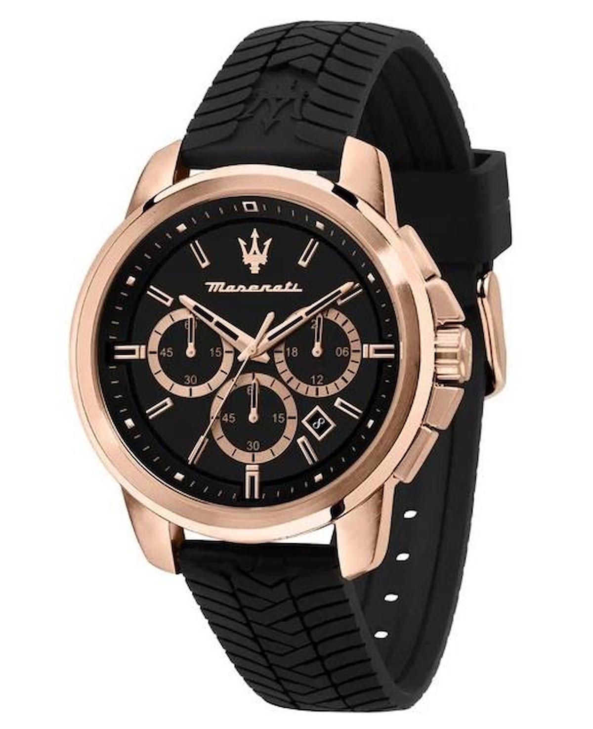 Maserati R8871621012 Takvimli 44 mm Siyah Silikon Kordon Analog Erkek Kol Saati