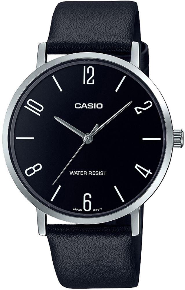 Casio MTP-VT01L-1B2 40 mm Siyah Deri Kordon Analog Kol Saati