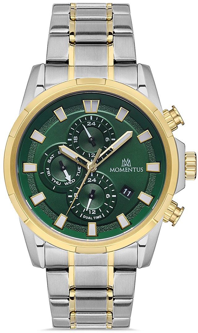 Momentus CC301T-15SG Takvimli 45 mm Altın-Çelik Kordon Analog Erkek Kol Saati