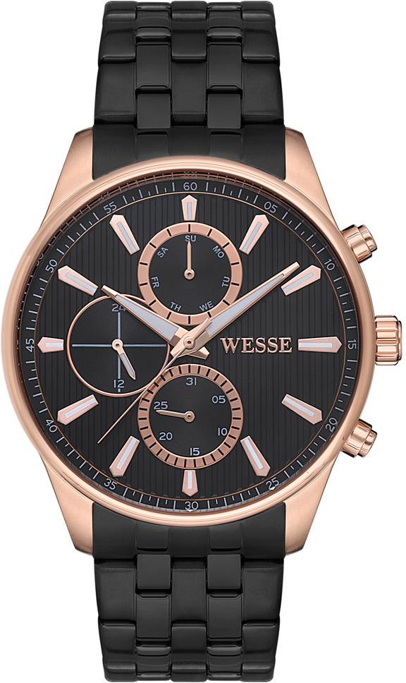 Wesse WWG206404 Takvimli 44 mm Siyah Çelik Kordon Analog Erkek Kol Saati
