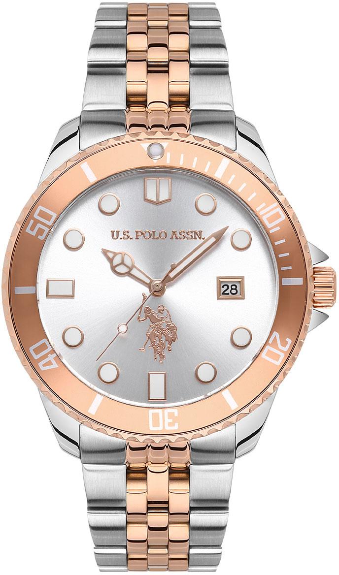 U.S. Polo Assn USPA1048-03 Takvimli 44 mm Gri-Rose Gold Çelik Kordon Analog Erkek Kol Saati