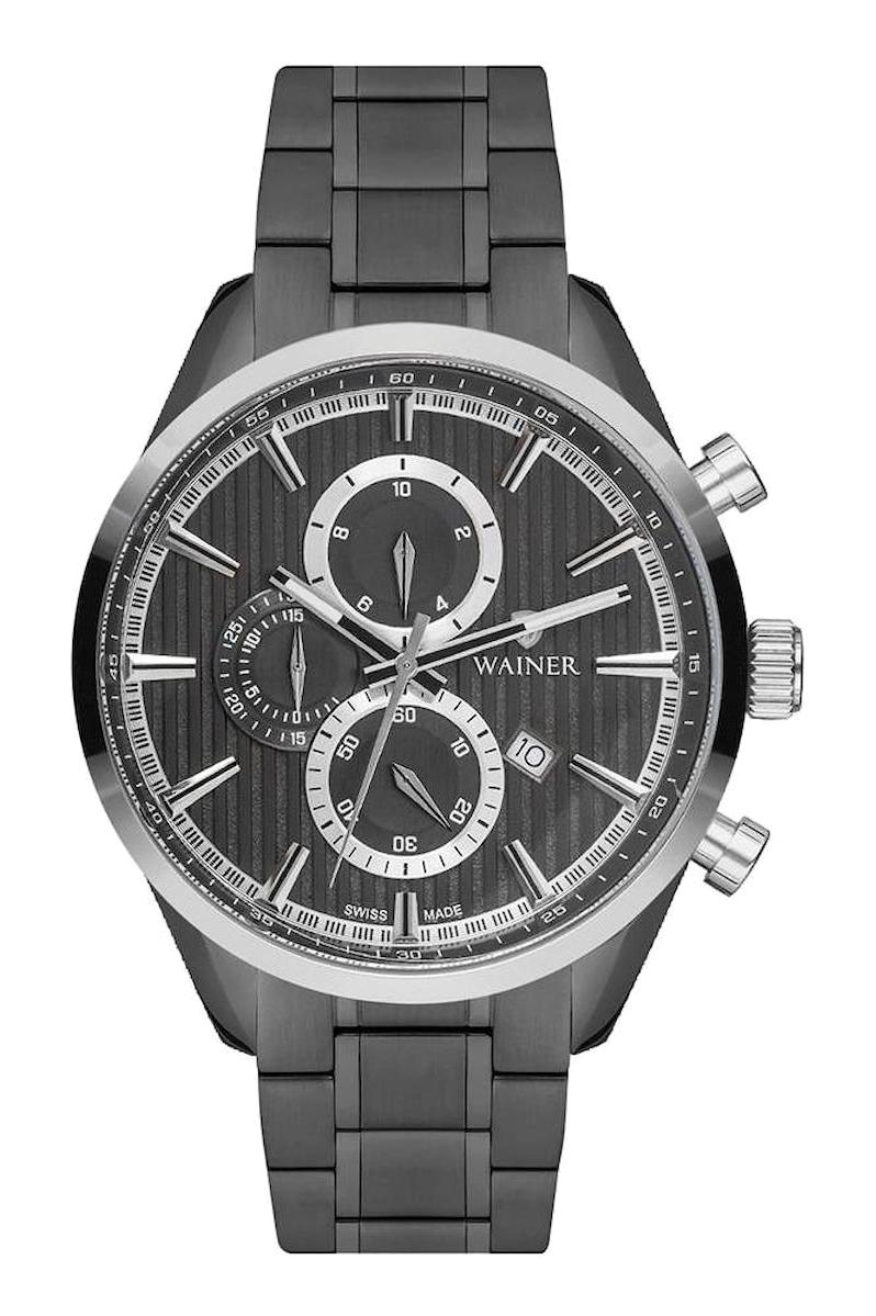 Wainer WA.19388-B Pusulalı Takvimli 46 mm Siyah Çelik Kordon Analog Erkek Kol Saati