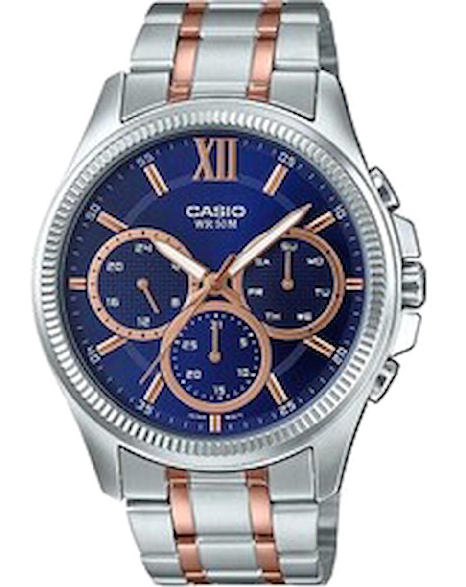Casio MTP-E315RG-2AVDF Takvimli Çelik Kordon Analog Erkek Kol Saati