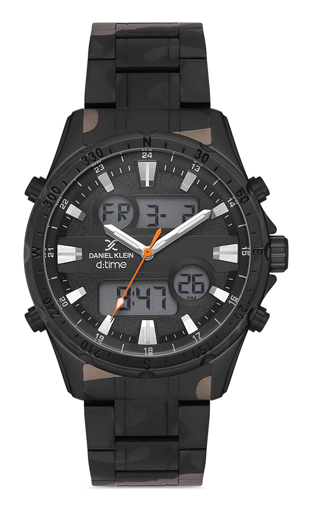 Daniel Klein DK013186A-04 Takvimli Siyah Çelik Kordon Analog Erkek Kol Saati
