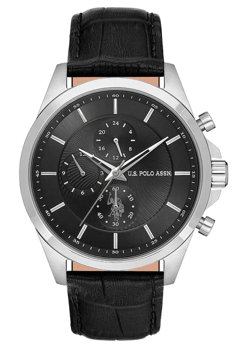 U.S. Polo Assn USPA1094-05 44 mm Siyah Deri Kordon Analog Erkek Kol Saati