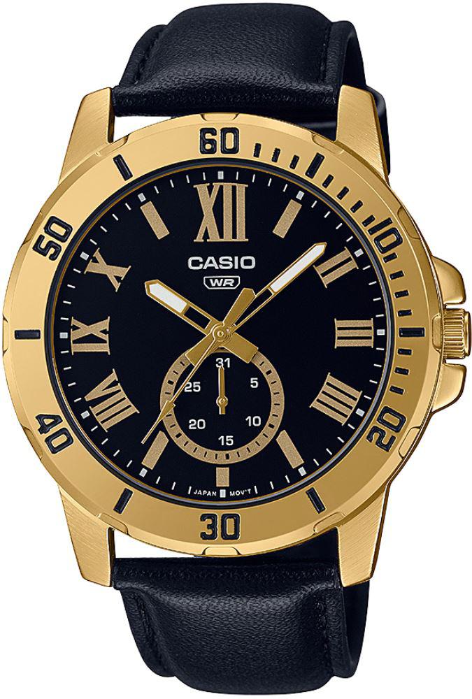 Casio MTP-VD200GL-1BUDF Takvimli 45 mm Siyah Deri Kordon Analog Erkek Kol Saati