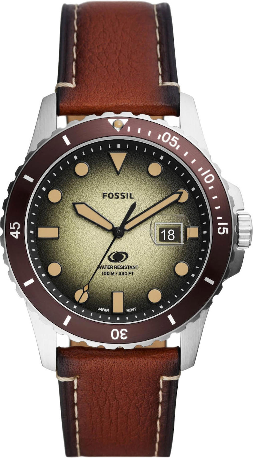 Fossil FFS5961 Takvimli 42 mm Kahverengi Deri Kordon Analog Erkek Kol Saati