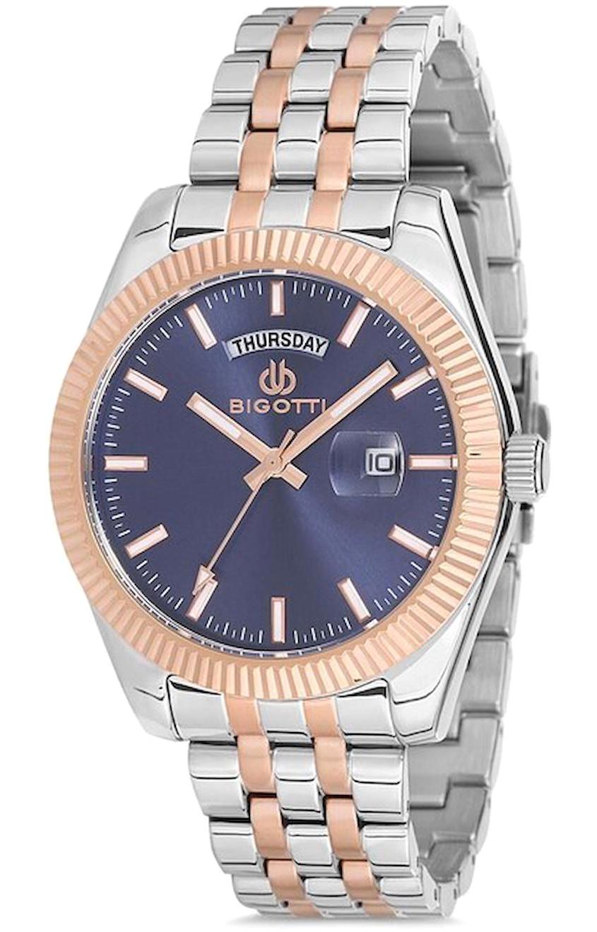 Bigotti BG.1.10190.3 Takvimli 42 mm Gri-Rose Gold Çelik Kordon Analog Erkek Kol Saati