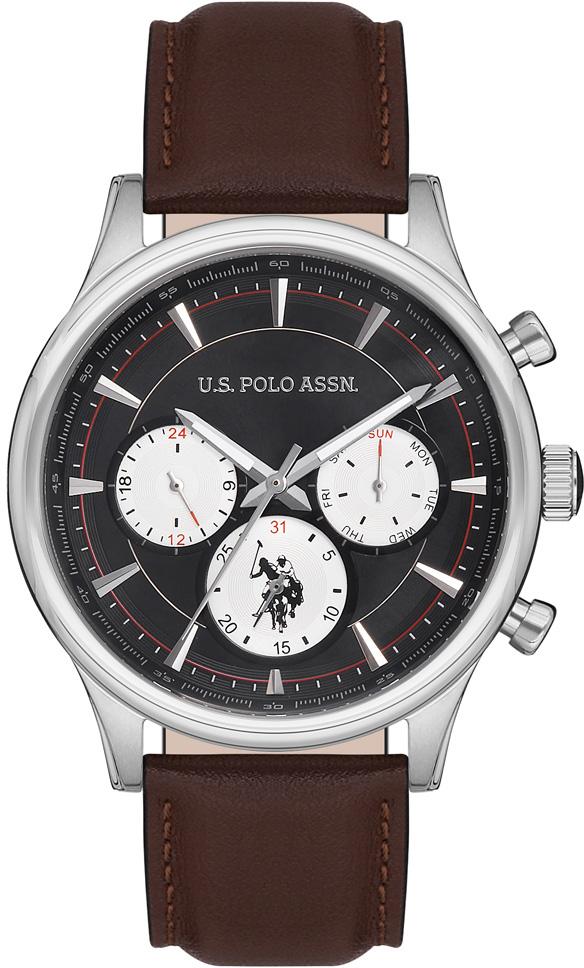 U.S. Polo Assn USPA1010-08 Takvimli 45 mm Kahverengi Deri Kordon Analog Erkek Kol Saati