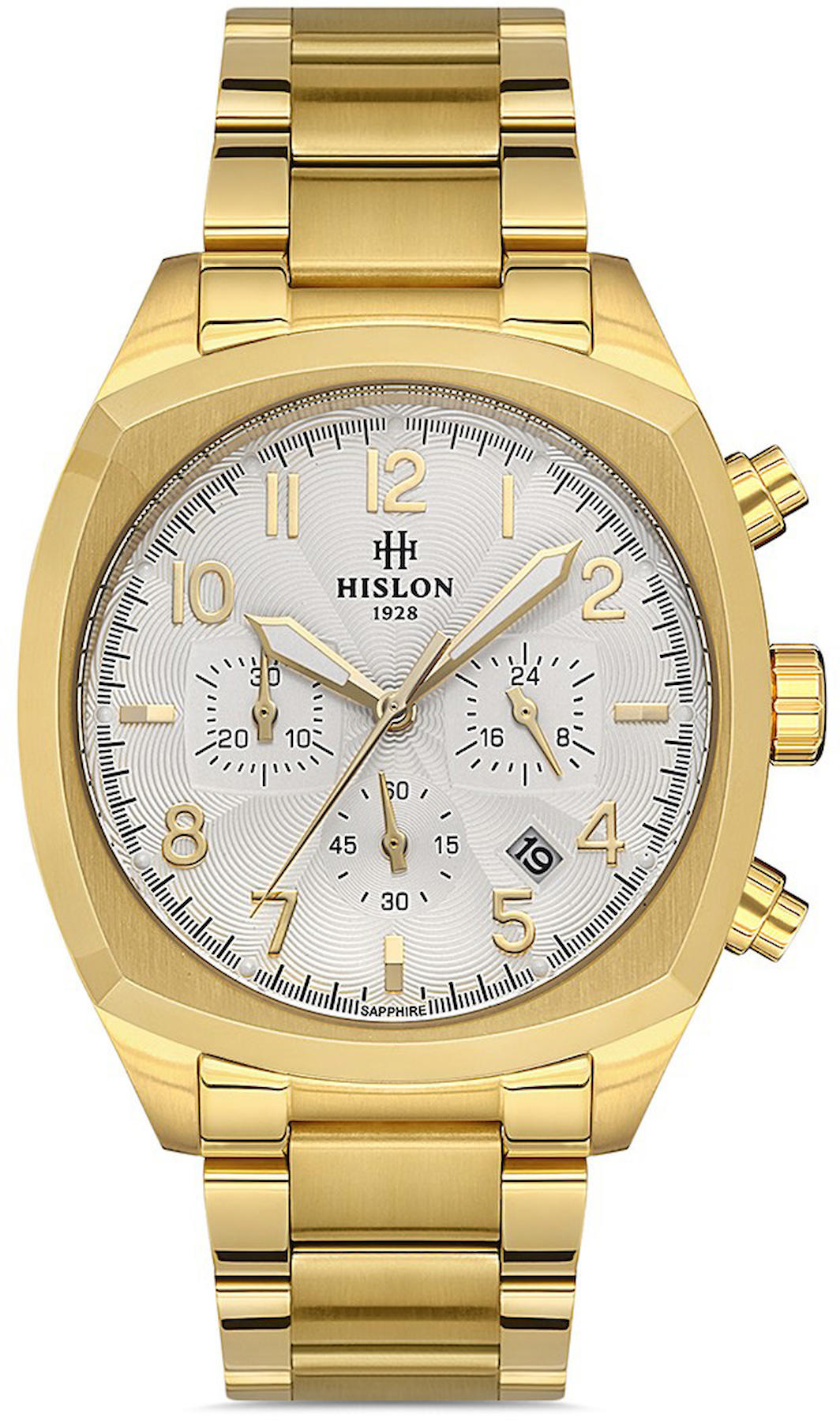 Hislon MS108G-08SG Pusulalı Takvimli 42 mm Altın Çelik Kordon Analog Kol Saati