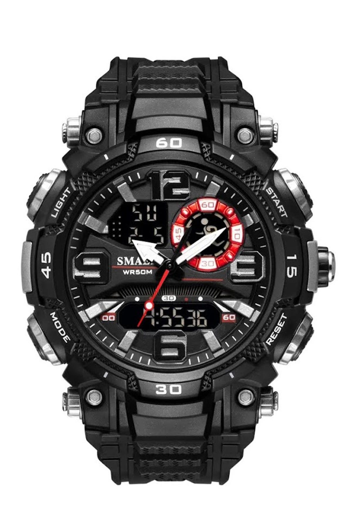 Smael 1921S Takvimli 44 mm Siyah Silikon Kordon Analog Erkek Kol Saati