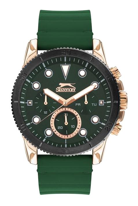 Slazenger SL.09.2012.2.05 Takvimli 47 mm Yeşil Silikon Kordon Analog Erkek Kol Saati