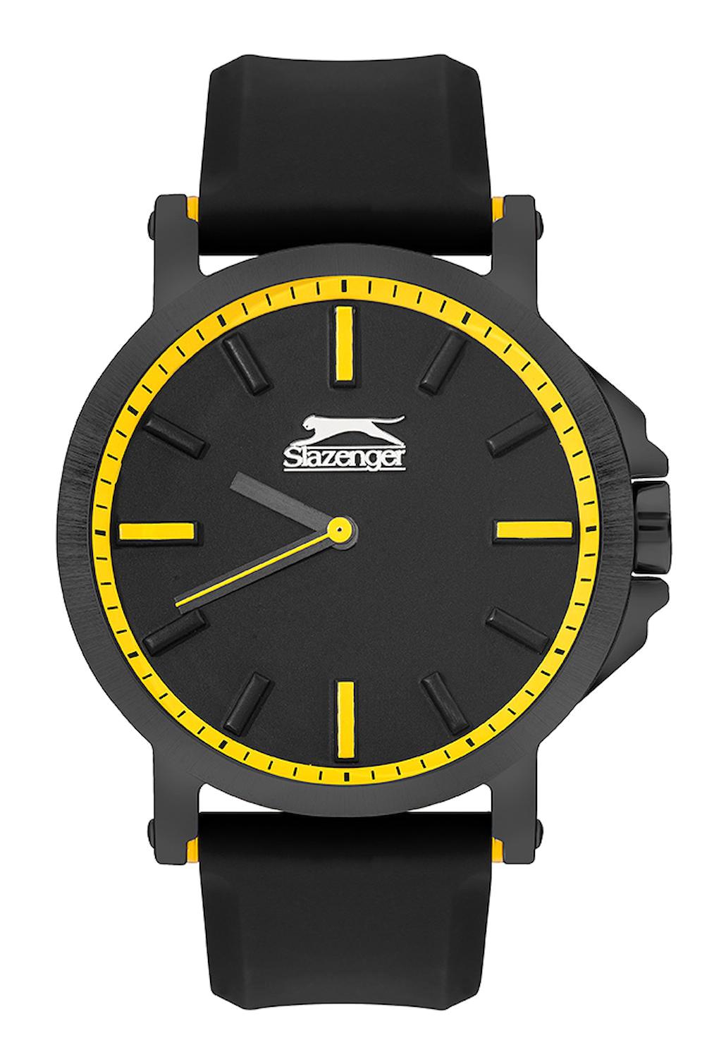 Slazenger SL.09.2220.1.05 56 mm Siyah Silikon Kordon Analog Erkek Kol Saati