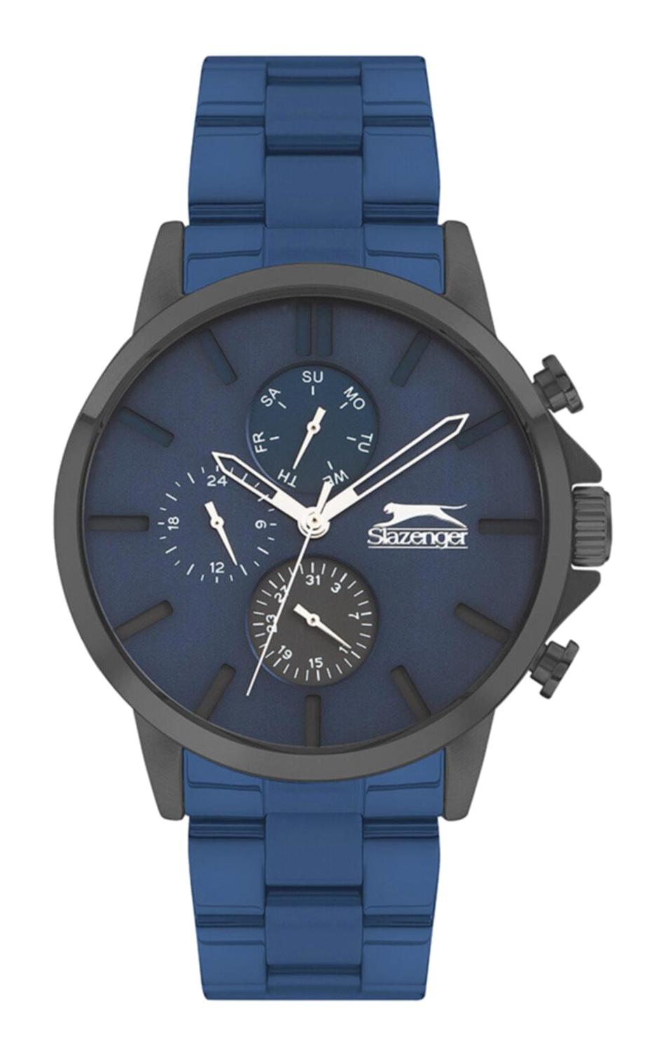 Slazenger SL.09.1894.2.02 Takvimli 43 mm Lacivert Çelik Kordon Analog Erkek Kol Saati